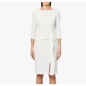 Vince Camuto Angled Ruffle Sheath Dress In Ivory Size 2 VC9M9272